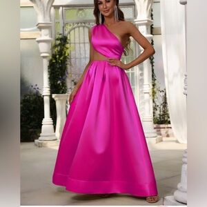 Elegant Pink One-Shoulder Dress